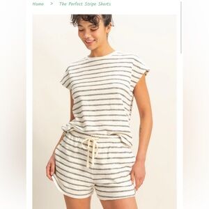 Bohme Cream and Black Striped Short Sleeve Tee